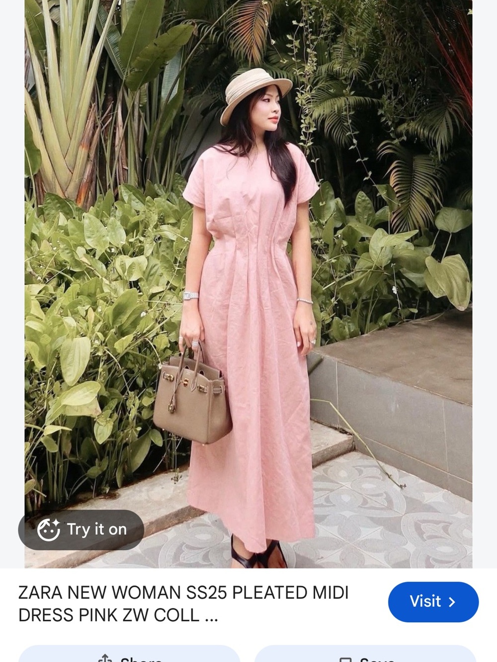 Zara Pink Pleated Midi Dress - Elegant Women Dress